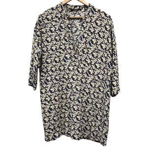 Zara Woman Top Womens Medium Tunic Gray Brown White Yellow Blue